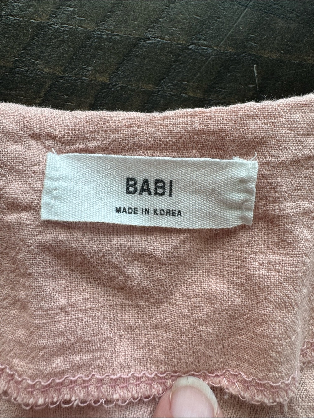 BABI | Women's Blush Peach Button-Front Top Scallop Neck | Made in Korea - Picture 7 of 7